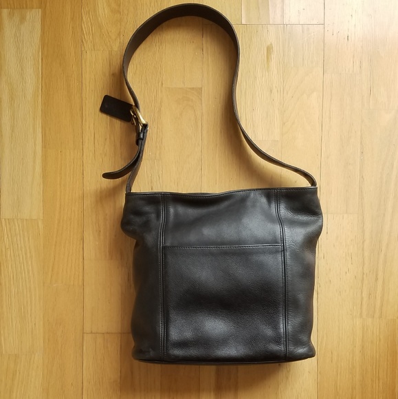 Coach Handbags - COACH VINTAGE 80s Black Leather Bag! Made in USA